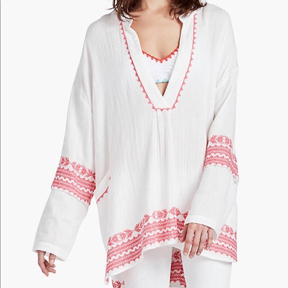Lucky Brand NWT Embroidered Kaftan Tunic Cover Up